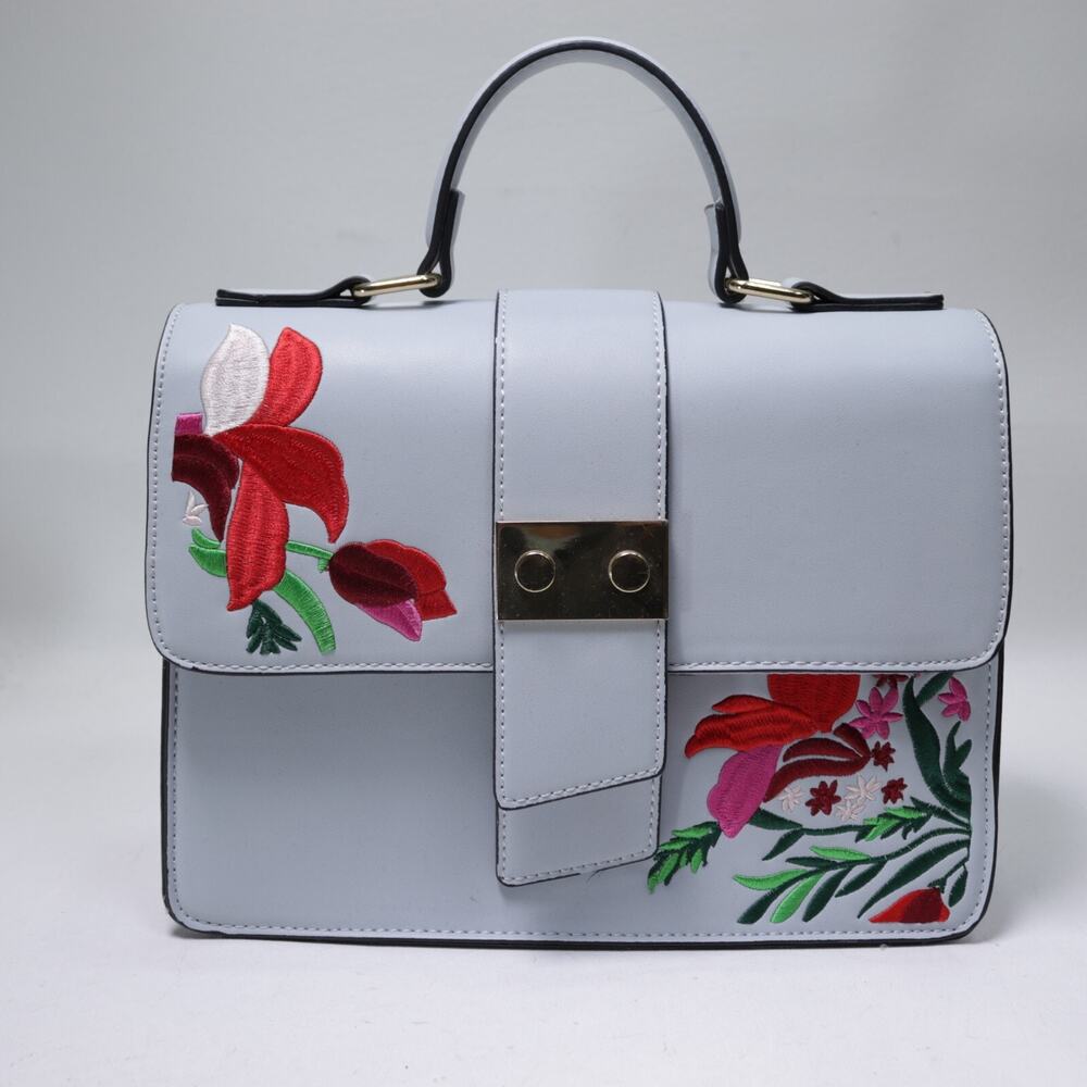 Call It Spring Satchel Crossbody Handbag M Dove Gray Floral Embroider Bag Purse